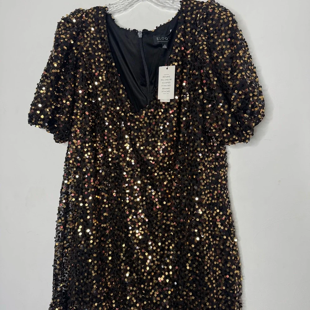 NWT Eloquii Sequin Puff Sleeve Dress 16 - Picture 5 of 15